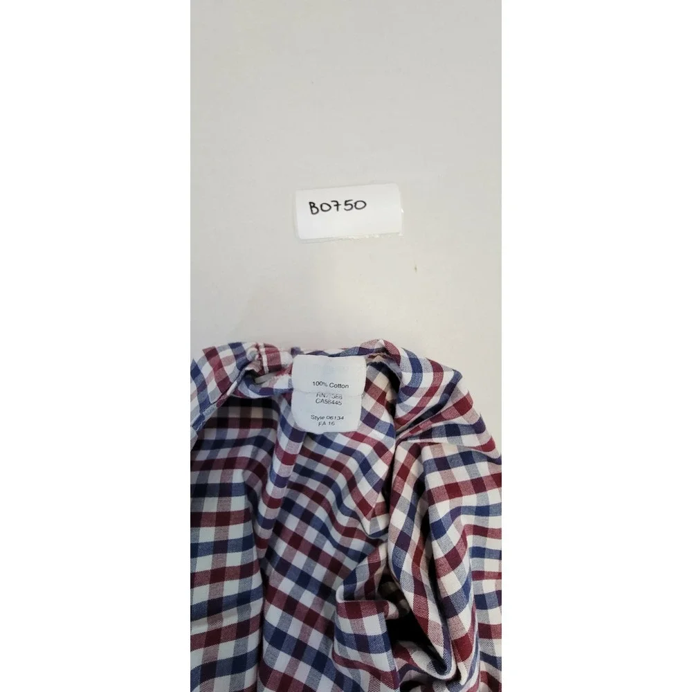 J Crew Slim Fit Mens Gingham Button Down Shirt Red Blue White‎ Long Sleeve L
